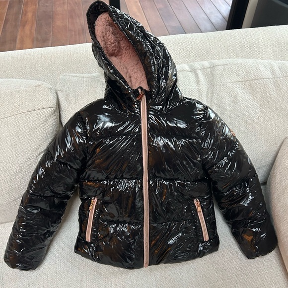 Michae Kors black and pink puffer coat size 5/6 - Picture 1 of 7